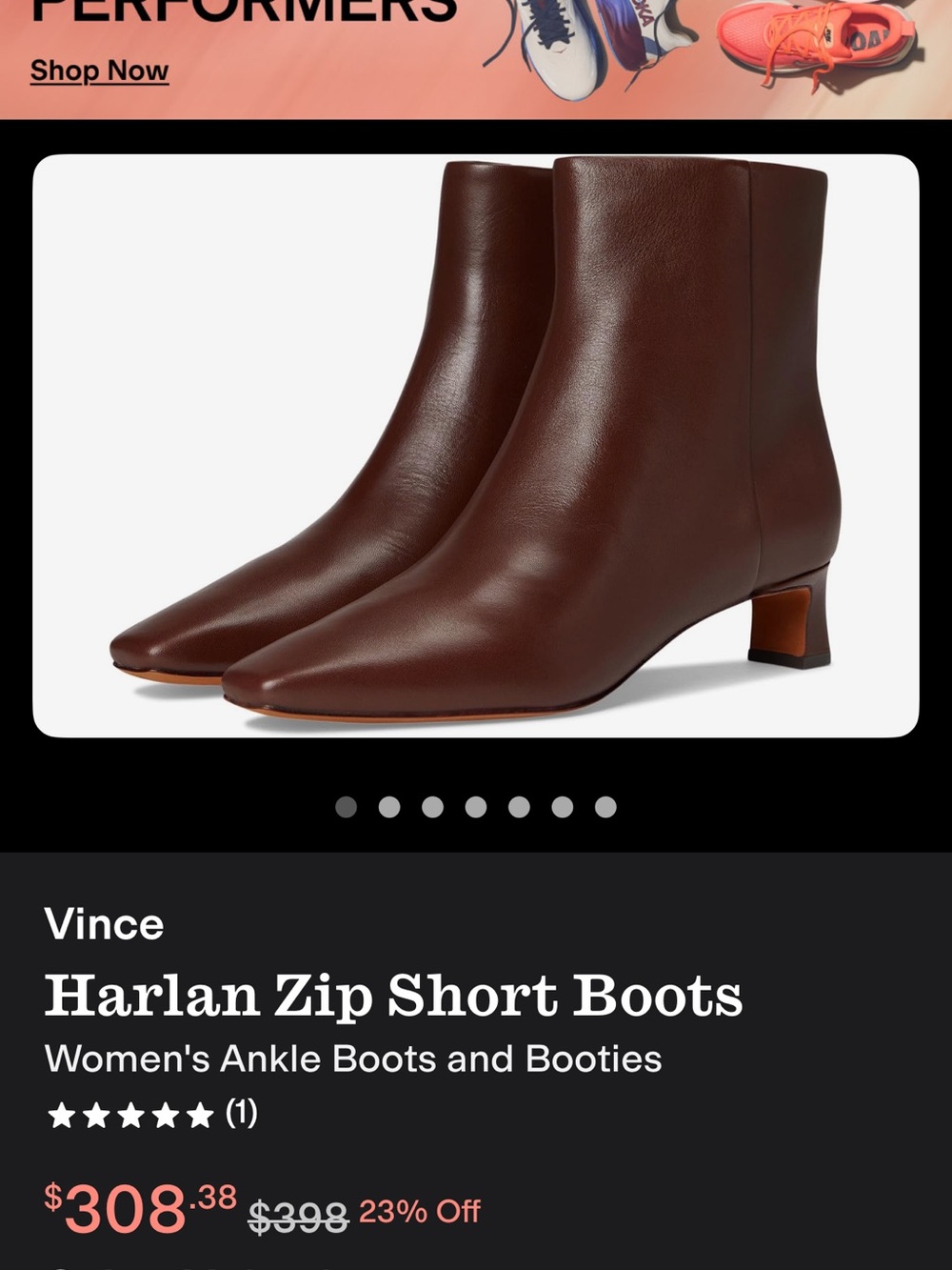 BNWT Vince Molton Brown Leather Square-Toe Ankle Boots Size 7.5 - Picture 9 of 16